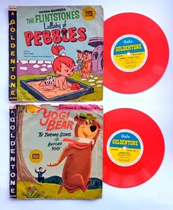 Hanna Barbera 2 x 78 Rpm Coloured Vinyl Record Yogi Bear Pebbles Fair Condition - Picture 1 of 2
