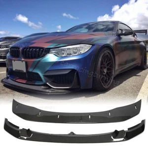 REAL CARBON Front Bumper Lip Spoiler For 2014-19 BMW F80 M3 F82 F83 M4 BODYKIT - Picture 1 of 13