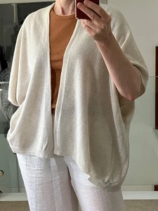 Cashmere Collection Italy Lagenlook CreamCardigan Open Front One Size /Oversized - Picture 1 of 10