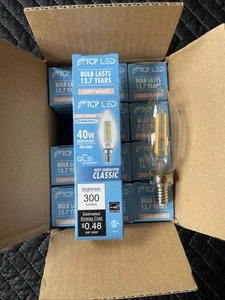 TCP LED Filament Dimmable Light Bulb 40W 2700K FB11D4027EE12C *BOX OF 12 NEW - Picture 1 of 5