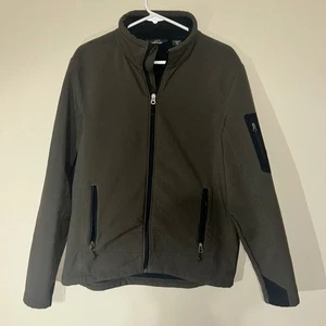 Eddie Bauer Mens Medium Soft Shell Full Zip Jacket Olive Outerwear Coat - Picture 1 of 7