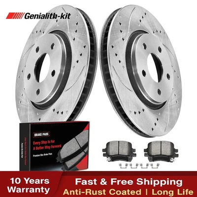 296mm Front Drilled Rotors Ceramic Brake Pads for Chevy Cobalt Malibu Pontiac G6 Foto 1 de 4