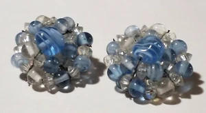 Vintage Clip On Earrings Antique Fashion Jewelry Glass & Crystal Made in Japan - Picture 1 of 8