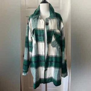 Plaid Green and White Women's Jacket - outerwear - Picture 1 of 7
