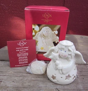 LENOX China Bright Christmas Angel Votive Candle 4" X 3.5" New in Box White/Gold - Picture 1 of 5