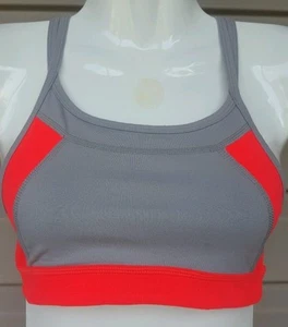 ZELLA GIRLS DOUBLE STRAPPY CROSS BACK SPORTS BRA GREY DIVA PINK LARGE NEW! $35 - Picture 1 of 2
