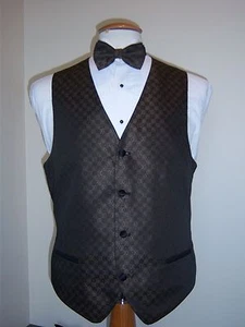 Taupe (Bronze) Formal Vest and Tie set - Four Button Full Back Vest - Picture 1 of 2