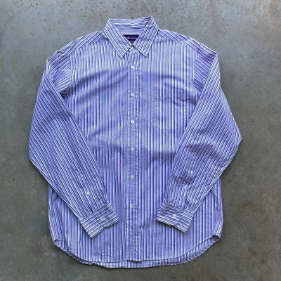 Camisa de vestir Ralph Lauren etiqueta púrpura para hombre a rayas talla: grande 100 % algodón Foto 1 de 4