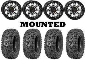 Kit 4 Quadboss QBT448 Tires 26x9-12 on System 3 ST-6 Machined Wheels H700 - Picture 1 of 5