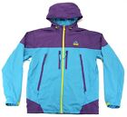 Womens Retro Ski Snowboard Hood Jacket Zip Color block Purple Blue Yellow Large 