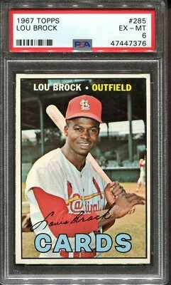 1967 Topps #285 Lou Brock PSA 6 HOF Cardenales de San Luis Foto 1 de 2