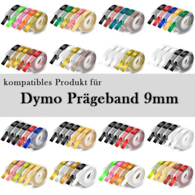 5x Kompatibel Dymo Prägeband 9mm x 3m für Dymo Omega Beschriftungsgerät Glänzend