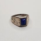 Vintage Ring aus Silber ( geprft ) & Lapislazuli - 54 -  4,9 Gramm