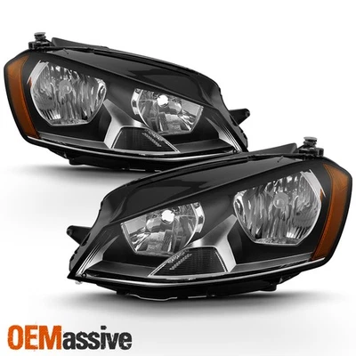Fits 2015-2019 Volkswagen Golf Chrome Halogen Headlights Complete Replacement - Imagem 1 de 4