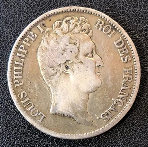 1830-A France 5 Five Francs World SILVER Coin Louis Philippe I - Picture 1 of 2
