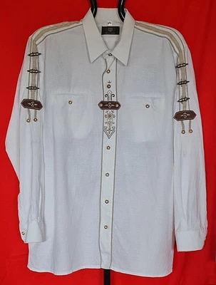 CAMICIA VINTAGE OS AUTENTICA COSTUME TRADIZIONALE TIROLO OKTOBERFEST DIRNDL UOMO:US 17 1/2/EU 43 - Immagine 1 di 4