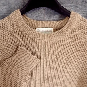 Vintage Lord Jeff Sweater Mens Large Tan 100% Cotton Knit Crewneck Made USA 80s - Picture 1 of 7