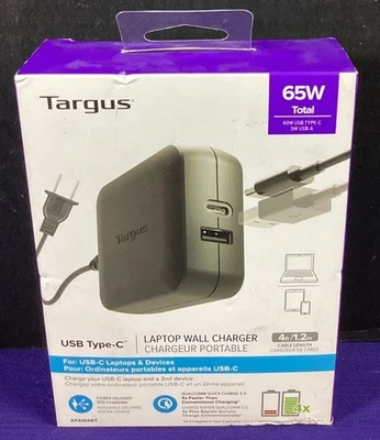 Cargador de pared para computadora portátil Targus USB tipo C APA104BT NUEVO Foto 1 de 3
