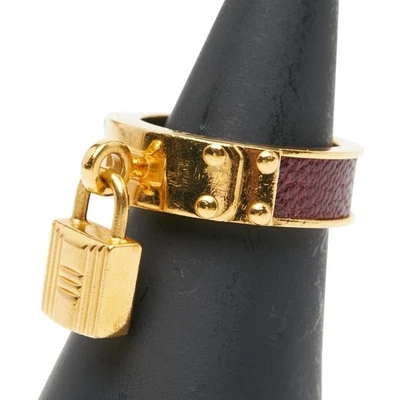 Acessório de couro folheado a cadeado Hermes Kelly 1,0 pol. ouro bordô bom - Imagem 1 de 4