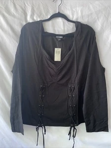 Hot Topic Übergröße Langarmshirt Schnürung schwarz Goth 4x - Bild 1 von 3