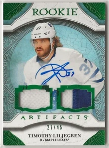 2020-21 Artifacts Material Autographs Emerald Rookie 176 Timothy Liljegren 27/45 - Picture 1 of 2