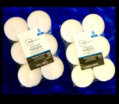 12 НЕГАБАРИТНЫХ бирюзовых свечей диаметром 2,2 дюйма x 0,9 дюйма в высоту, БЕЛЫЕ, горят до 9 часов - Изображение 1 из 4