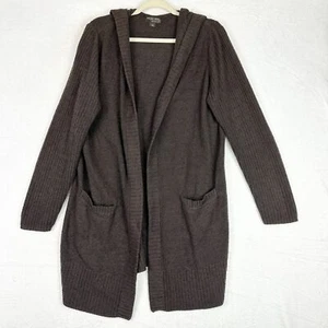 Barefoot Dreams Cozychic Lite Hooded Cardigan Size Large Brown Pockets - Picture 1 of 4