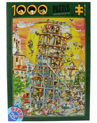 D-TOYS Puzzle Wimmelbild 1000 Teile Cartoon schiefer Turm von Pisa lustiges Such Bild