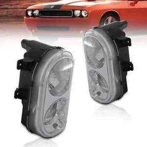Headlights For 2008-2014 Dodge Challenger Headlamps Halogen Pair Left+Right Side - Picture 1 of 5