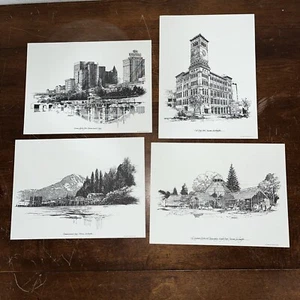4 Kunstdruck Sketch’s von Countryman Art Tacoma Washington PNW 9 X 12 1977 - Bild 1 von 10