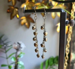 🔔 Handgefertigte Bronze Schutz Glocke Ohrringe - Witchy Boho baumelt Festival Wear - Bild 1 von 3