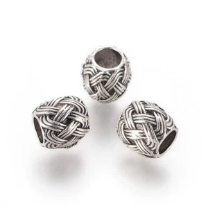 10x Woven Beads European Large Hole Charm Bracelet 10mm Jewellery Making Craft - Picture 1 of 2