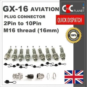 GX16 Aviation Cable Connector Plug 2 3 4 5 6 8 Pin Metal Male Female Panel 16mm - Picture 1 of 10