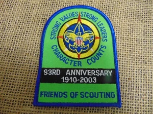 Boy Scouts 1910-2003 93nd Anniversary Friends of Scouting Patch - NEW - Picture 1 of 4
