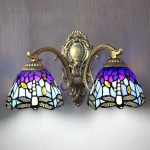 Tiffany Style Wall Sconce Retro Stained Glass Wall Lighting Fixture Baroque - Picture 1 of 11