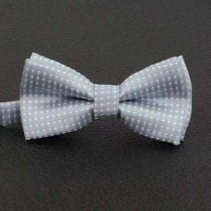 Fliege Hochzeit Dotted Anzug Schleife JGA Hellgrau Weiße Punkte - Bild 1 von 1