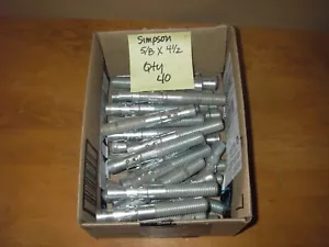 Lot of 40: Simpson Concrete Wedge/Sleeve Anchor Bolts 5/8" x 4 1/2". - Picture 1 of 3