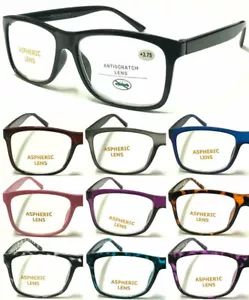 Classic Reading Glasses Stylish Plain Big Lens Design 17Color Plastic Frame L140 - Picture 1 of 20
