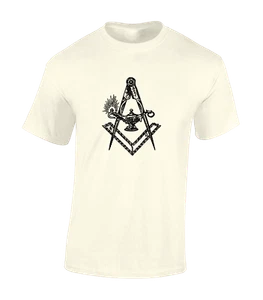 ANCIENT SQUARE AND COMPASS MENS T SHIRT VINTAGE MASONIC STONE MASON FASHION - Picture 1 of 12