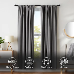 2 sets~For Window size 48"-93" Long Matte Black HD metal Window Curtain Rod rail - Picture 1 of 8