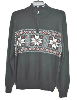 Weatherproof Mens 1/2 Zip Mock Neck Christmas Snowflake Knit Sweater Jacket M - Image 1 of 4
