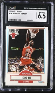 Fleer Michael Jordan 1990-91 (línea negra bajo información biográfica) CGC 6,5 - Imagen 1 de 2