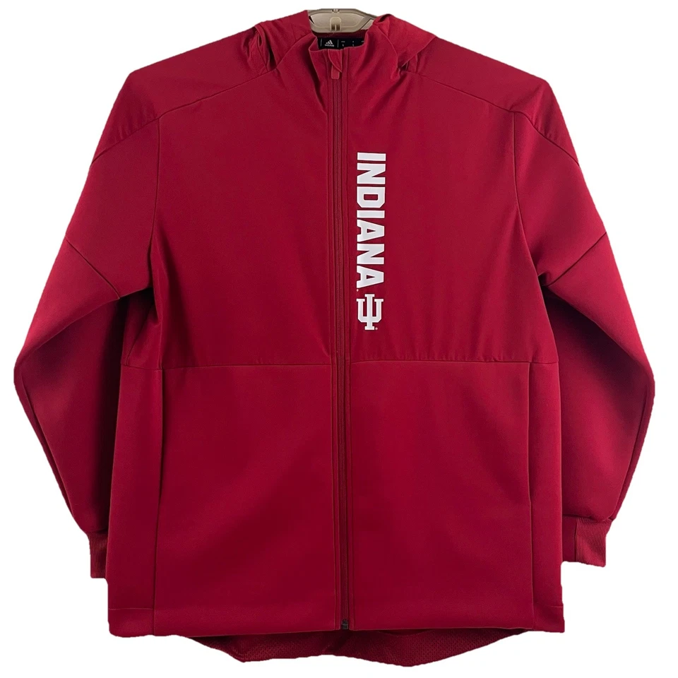 Indiana Hoosiers IU Adidas Equipo Jugador Emitido Cremallera Completa Malla Forrada Chaqueta Roja Foto 1 de 4