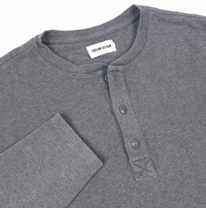 Camisa Taylor Stitch Bolso Pesado Henley Para Hombre 40 Gris Medio Manga Larga Informal - Imagen 1 de 12
