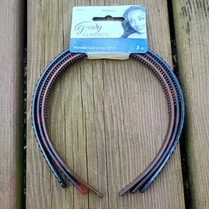 Goody Classics 2012 Plastic Head Bands 3 Pack Brown Black - Picture 1 of 5