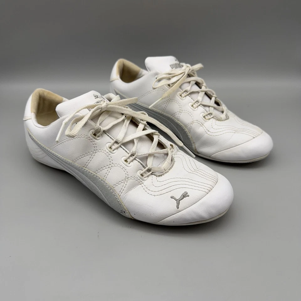 Puma Zapatos Mujer Talla 8 Blanco Plata Parte Superior Baja Tenis para Conducir Informales Deporte Foto 1 de 4