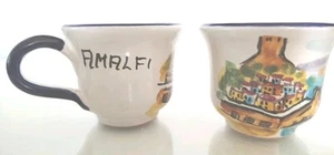 2 Vintage Amalfi Espresso Demitasse Tassen Handarbeit handbemalt Amalfi Szenen - Bild 1 von 8