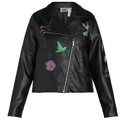 Chaqueta de moto Wicked "Make Your Own Magic" imitación cuero negro verde/rosa PEQUEÑA NUEVA CON ETIQUETAS Foto 1 de 4