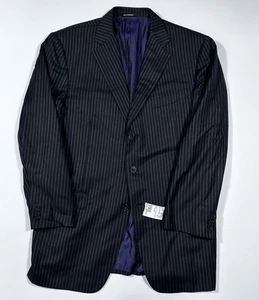 ERMENEGILDO ZEGNA Men's Size 44R US 54 EU Casual Black Striped Wool 2 Piece Suit - Picture 1 of 8