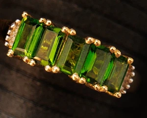 Anillo de plata de ley con acento de diamantes banda de 5 piedras diopsido cromado talla 9 - Imagen 1 de 9